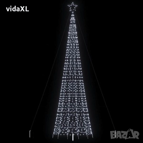vidaXL LED коледна елха с шипове 1534 светодиода студено бяло 500 см(SKU:4016405), снимка 2 - Други - 52624537
