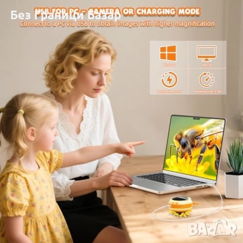 Нов Образователен микроскоп за деца подарък 4–12 с LED и фото функция, снимка 6 - Образователни игри - 52163123