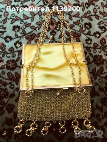 Френска винтидж официална малка златна чантичка, снимка 4 - Чанти - 32720957