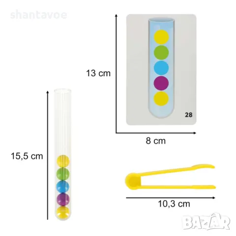 Монтесори игра за сортиране по цветове с 40 дървени топчета, снимка 4 - Образователни игри - 49369446