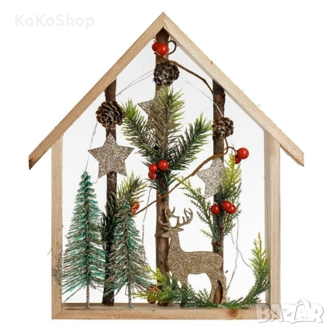 Коледна декорация-27x6x2.5 см./коледна светеща къщичка, снимка 2 - Декорация за дома - 52463735