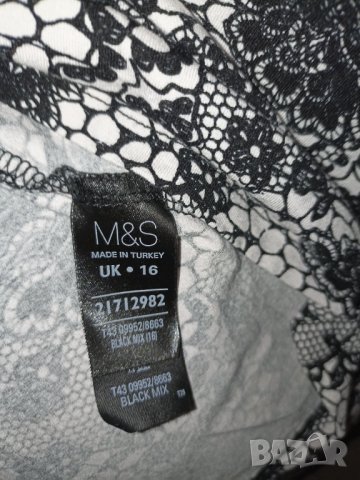 M&S- L, XL/ UK 16-Къса рокля или туника в черно бял флорален принт от трико, снимка 6 - Туники - 40532767