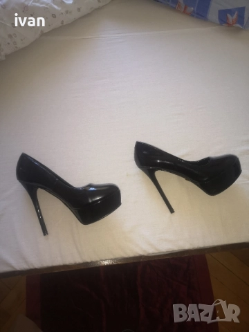 дамски официални дизайнерски обувки с ток лачени, снимка 2 - Дамски елегантни обувки - 51794401