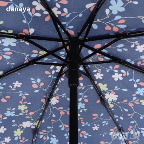 2274 Сгъваем автоматичен чадър за дъжд двоен автомат, цветни орнаменти, снимка 9 - Други - 33611024