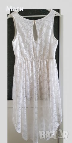 Дамска асимитрична рокля бяла дантела размер Л , снимка 3 - Рокли - 36938385