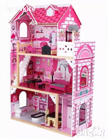 ПОСЛЕДНА БРОЙКА С НАМАЛЕНА ЦЕНА! Огромна дървена къща за кукли и принцеси на 3 етажа, снимка 3 - Кукли - 37798994