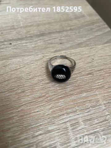 Сребърен пръстен с черен камък Оникс., снимка 4 - Пръстени - 48831001