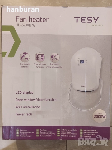 Печка за баня TESY HL 243 VB W, снимка 3 - Отоплителни печки - 51738239