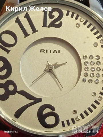 Модерен дамски часовник Rital quartz с кожена каишка не е носен 51693, снимка 3 - Дамски - 53590221