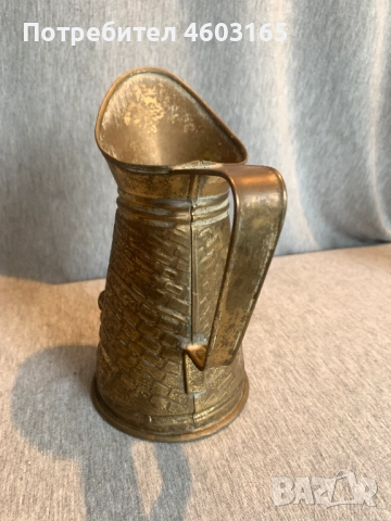   антична месингова кана гравиран дизайн  кръчма, снимка 3 - Антикварни и старинни предмети - 52868090
