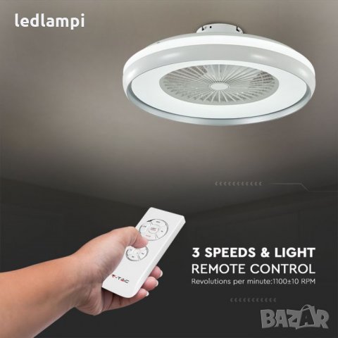 Вентилатор за таван 50W с лампа 7перки 60cm, снимка 2 - Вентилатори - 33518751