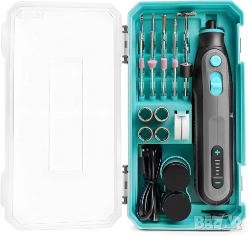 BlueMars 4V безжичен ротационен мултифункционален инструмент, 5 скорости, 101 аксесоара, снимка 8 - Други инструменти - 51190543