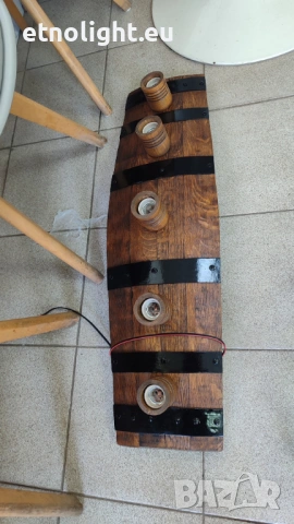 Полилеи от автентични реставрирани дъбови бъчви с ръчно изработени дървени чашки , снимка 10 - Полилеи - 50874496