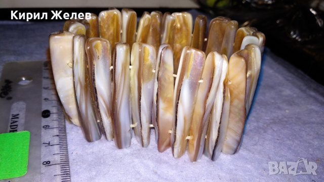 ПРЕКРАСНА СЕДЕФЕНА ХЕНД МЕЙД ЛЯТНА ФЕШЪН АРТ ГРИВНА НАТУРАЛЕН КРАЛСКИ СЕДЕФ РАЗТЕГЛИВА 26938, снимка 6 - Гривни - 39062314