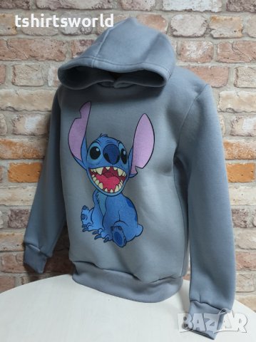 Нов детски суичър с дигитален печат Стич (Stitch) в тъмносив цвят, снимка 8 - Детски анцузи и суичери - 43377543