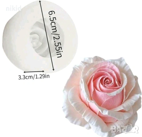 2 вида 3D роза силиконов молд форма фондан шоколад гипс смола свещ декор украса, снимка 2 - Форми - 53577368