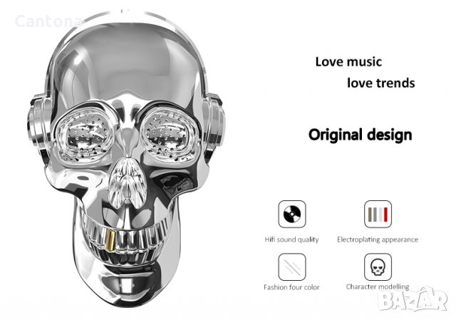 Портативна Блутут колона с радио Skull OneDer V7 във формата на череп, снимка 3 - Слушалки и портативни колонки - 26481434
