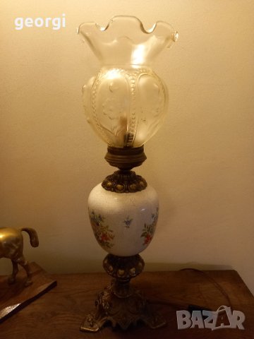 ретро бронзова настолна лампа , снимка 6 - Настолни лампи - 43861636