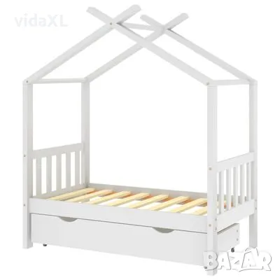 vidaXL Рамка за детско легло с чекмедже, бяла, бор масив, 70x140 см(SKU:322148, снимка 1 - Спални и легла - 47499475