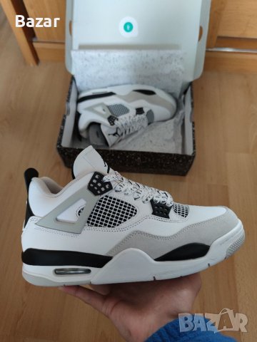 Nike Air Jordan 4 Retro Military Black Бели Черни Мъжки Обувки Кецове Маратонки Нови Оригинални 43, снимка 9 - Кецове - 39416808