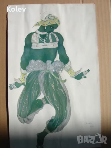 Хромолитография на Леон Бакст от 1920 те, снимка 5 - Антикварни и старинни предмети - 47584546