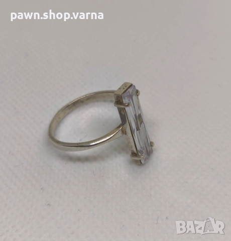Елегантен сребърен пръстен с камък – 925 проба, снимка 5 - Пръстени - 51859620