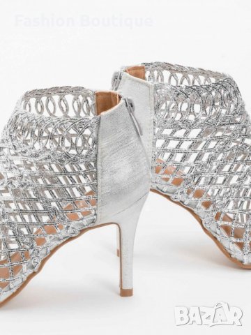 Летни сандали в сребристо, на ток 36/40, снимка 4 - Сандали - 32892929
