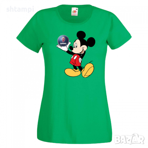 Дамска тениска Mickey Mouse SAAB .Подарък,Изненада,, снимка 3 - Тениски - 36528878