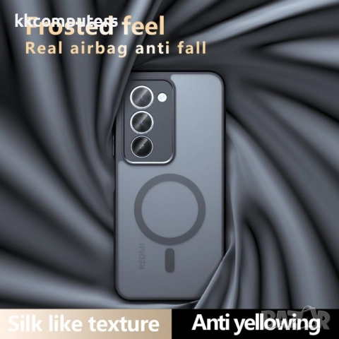 Защитен калъф с Протектор за Xiaomi Redmi 15 5G/4G | Удароустойчив PC+TPU, MagSafe |Цвят: Черен, снимка 3 - Калъфи, кейсове - 51995424