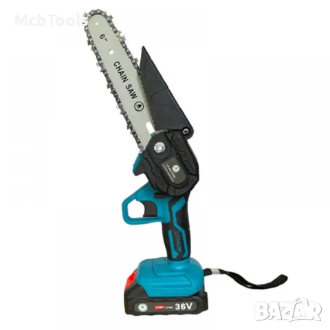 Акумулаторен мини трион за клони Тайга с 2бр батерии 36V и 2бр вериги 20см, снимка 2 - Градинска техника - 49871809
