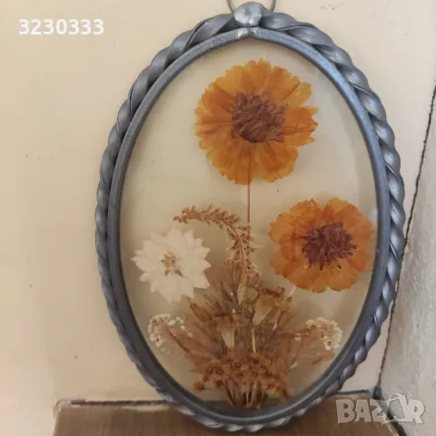 Пано за стена от калай и цветя, снимка 3 - Изкуствени цветя - 49706159