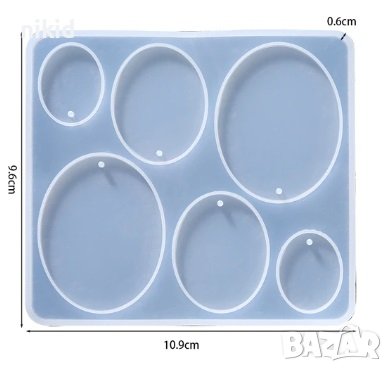 малък голям елипс овал с дупка висулка силиконов молд форма фондан шоколад смола гипс бижу декор