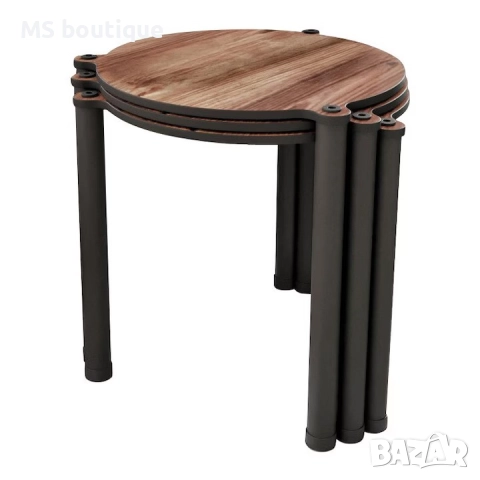 Маса Уди Фешън, 34x40x34см, дървени крака, кафяво/черно