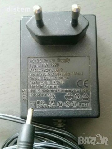 Захранване на Siemens FW 7220 / V24851-Z2618-A1-2 /  6.5V - 700mA / 3.0x1.2mm, снимка 1