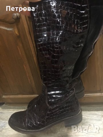 Дамски елегантни лачени ботуши, снимка 3 - Дамски ботуши - 26560785