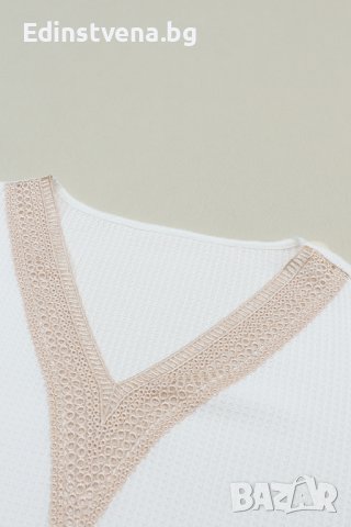 Дамска блуза в бяло с ефектно деколте и бродирани ръкави, снимка 10 - Блузи с дълъг ръкав и пуловери - 43118094