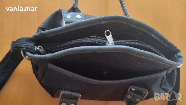 Чанта на "Стил" в черно и сиво, крокодилска кожа, снимка 3 - Чанти - 37178127