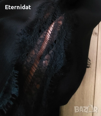 Черен панталон с джобове и дантела ZARA , снимка 3 - Панталони - 51819448