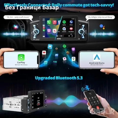 Ново ATOTOEXCEL 5" Едно-Дин Стерео с Безжичен Carplay/Android Auto, снимка 2 - Друга електроника - 47589405