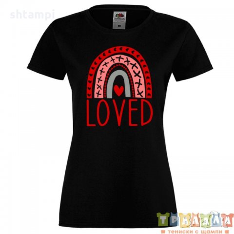 Дамска тениска Свети Валентин Loved, снимка 3 - Тениски - 35546932