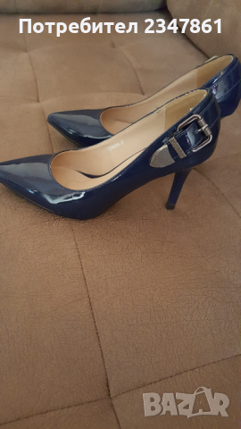 Тъмно сини лачени обувки, снимка 4 - Дамски елегантни обувки - 36404236