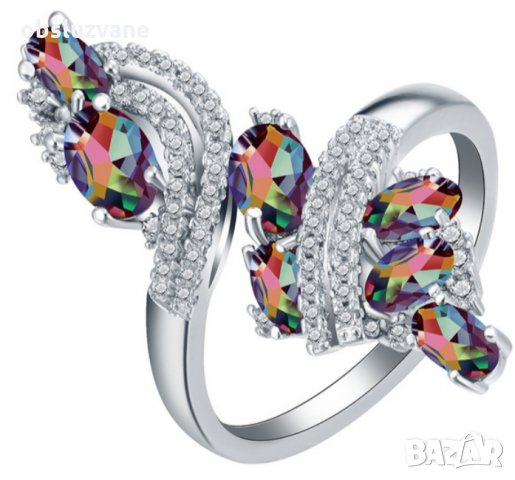 Уникален спираловиден пръстен с топази, нов!, снимка 1