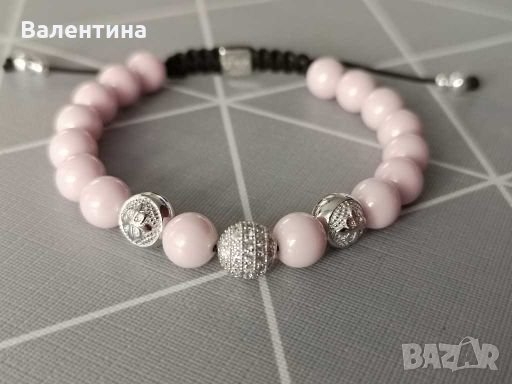 Луксозна дамска гривна от техническа керамика и 925 сребърни мъниста, снимка 1