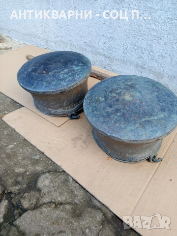 Комплект Соц Стари Бакърени Медни Менци С Кобилица 2x12лт. НОМЕР 680., снимка 11 - Антикварни и старинни предмети - 53407269