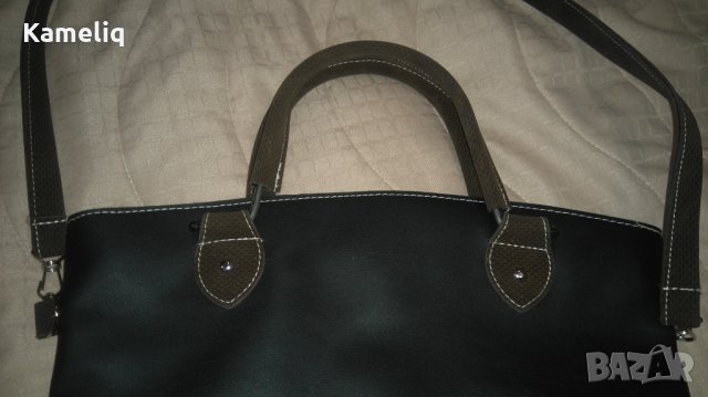 Дамска черна чанта с кафяво, снимка 3 - Чанти - 26872166