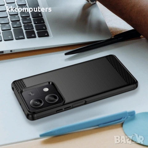 Xiaomi Poco X6 Neo 5G Удароустойчив Carbon Fiber Калъф и Протектор