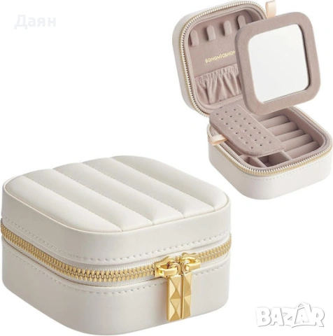 Малък органайзер за бижута с огледало, кутия за бижута SONGMICS
