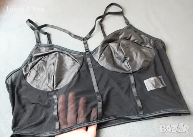 Shein XL/2XL дамско бюстие/топ с тюл и кожа, снимка 5 - Корсети, бюстиета, топове - 47740641