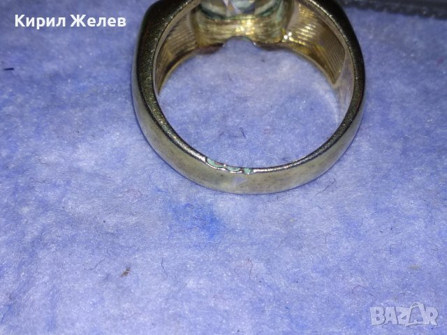 СТАР ПОЗЛАТЕН МЕДЕН СКЪПОЦЕНЕН РЯДЪК КУХ ПРЪСТЕН с ПЪЛНЕЖ от ЗЕЛЕНА ЕМАЙЛ-ПАСТА За КОЛЕКЦИЯ 19652, снимка 13 - Антикварни и старинни предмети - 39759914