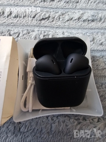 Безжични слушалки Inpots, Bluetooth TWS 5.0, Гумирана повърхност, Черен, снимка 2 - Слушалки и портативни колонки - 52489209